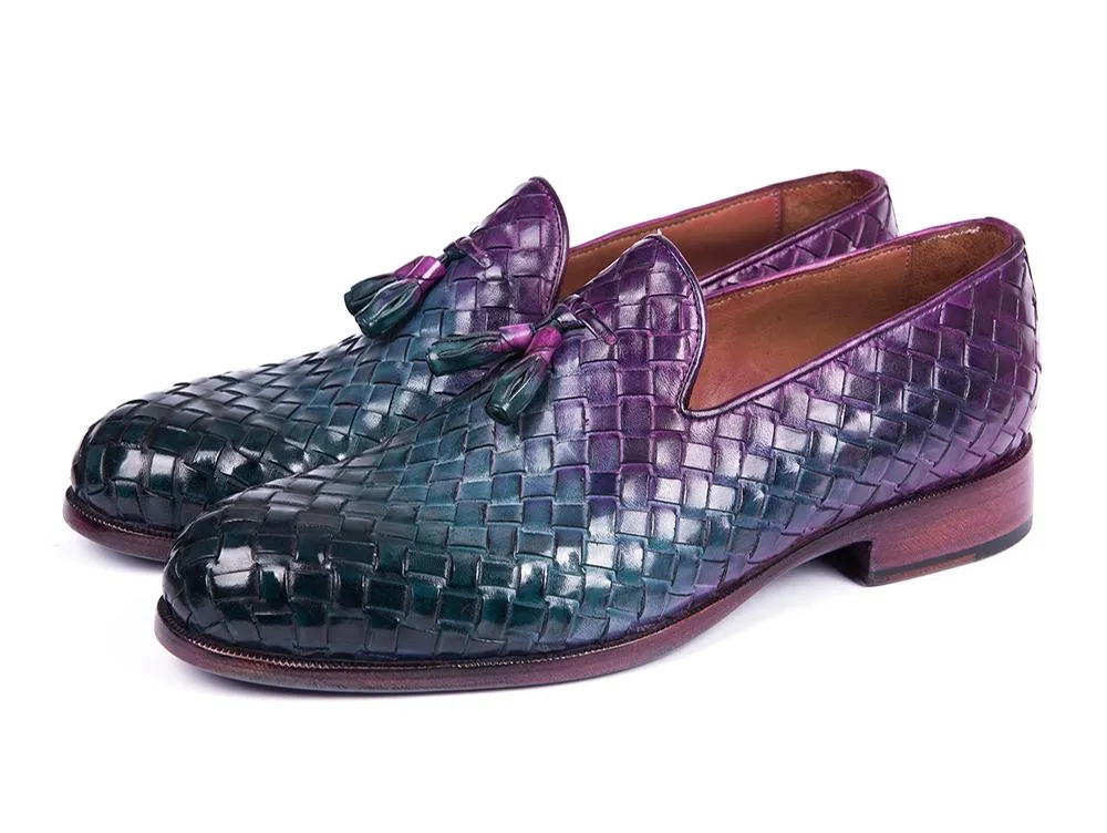 Paul Parkman Schuhe Paul Parkman Herren Gewebte Leder Quasten Loafers in Mehrfarbig