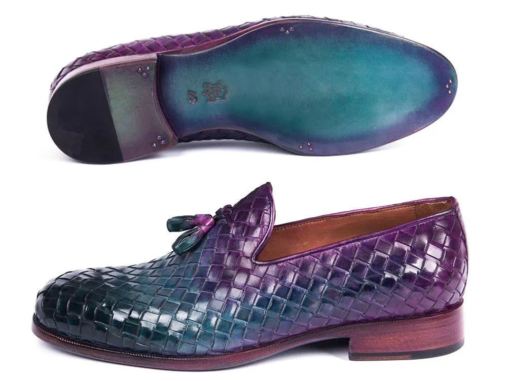 Paul Parkman Schuhe Paul Parkman Herren Gewebte Leder Quasten Loafers in Mehrfarbig