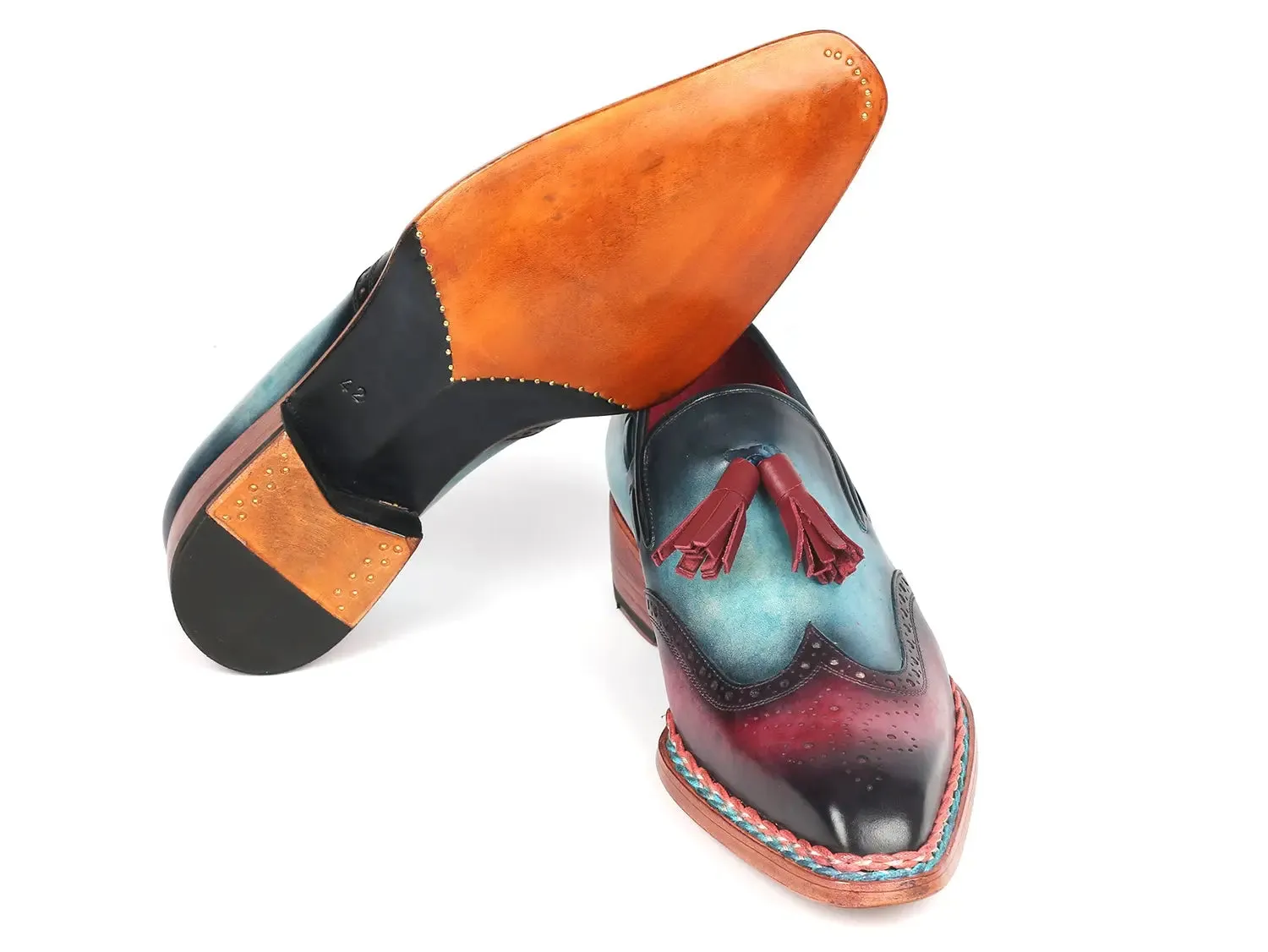 Paul Parkman Schuhe Paul Parkman Norwegische Riemchen-Loafer in Blau & Lila