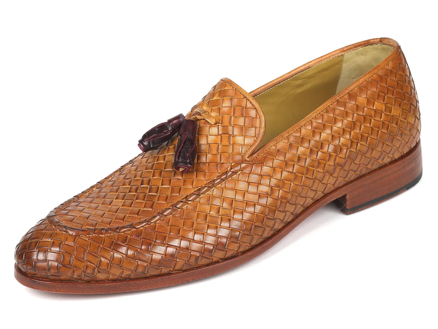 Paul Parkman Schuhe Paul Parkman Gewebte Lederquasten-Loafer in Kamel