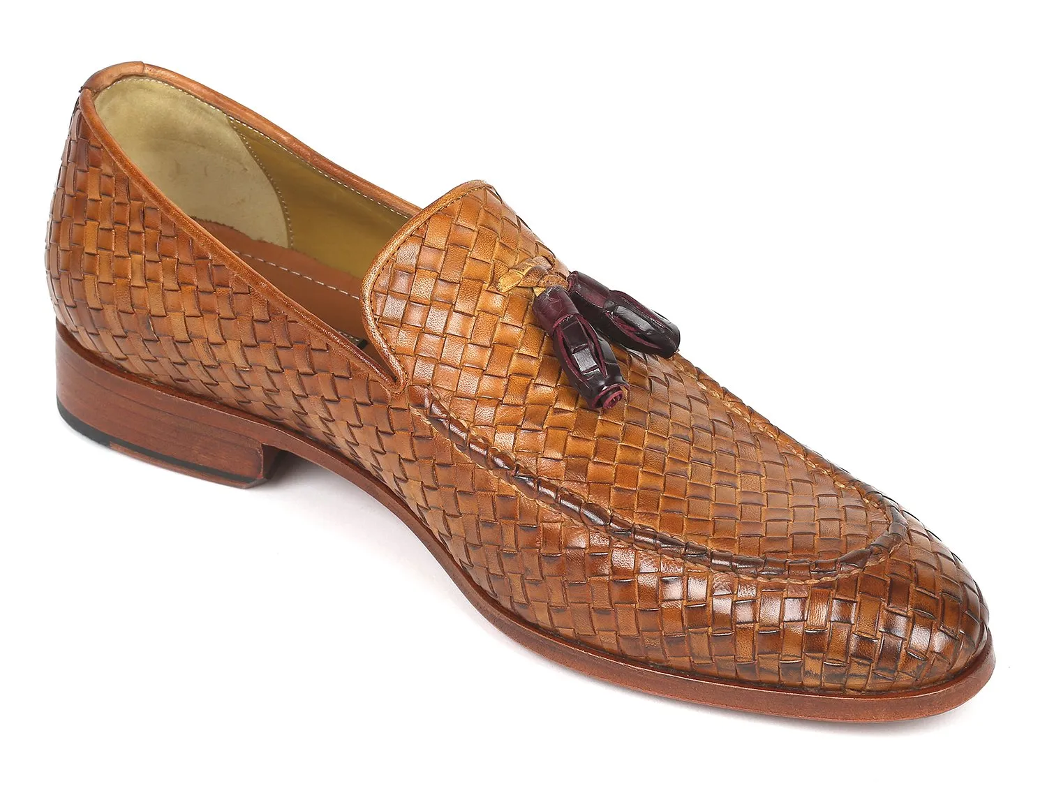 Paul Parkman Schuhe Paul Parkman Gewebte Lederquasten-Loafer in Kamel