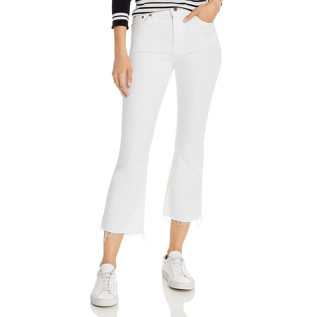 Pistola Damen Lennon Jeans mit ausgefranstem Saum, hoher Taille und Cropped-Länge