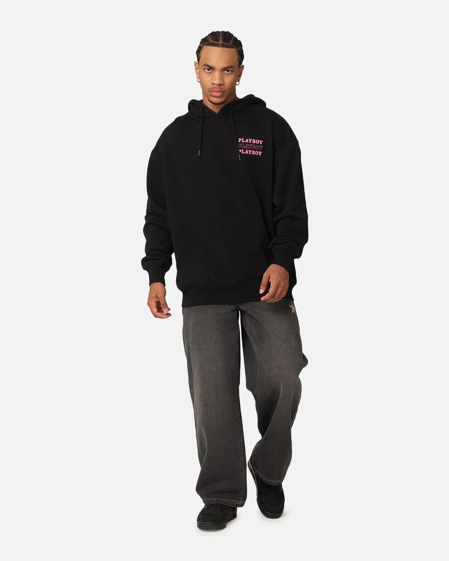 Playboy Wavy Stack Hoodie Schwarz