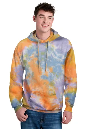 Port & Company Herren Kristall-Tie-Dye Kapuzenpullover Hoodie mit Kangaroo-Tasche - Sherbet