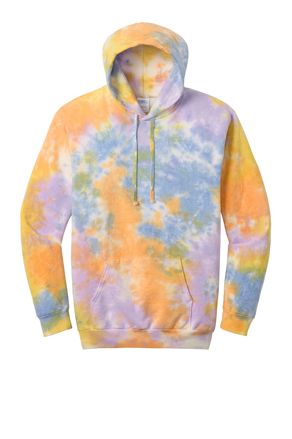 Port & Company Herren Kristall-Tie-Dye Kapuzenpullover Hoodie mit Kangaroo-Tasche - Sherbet