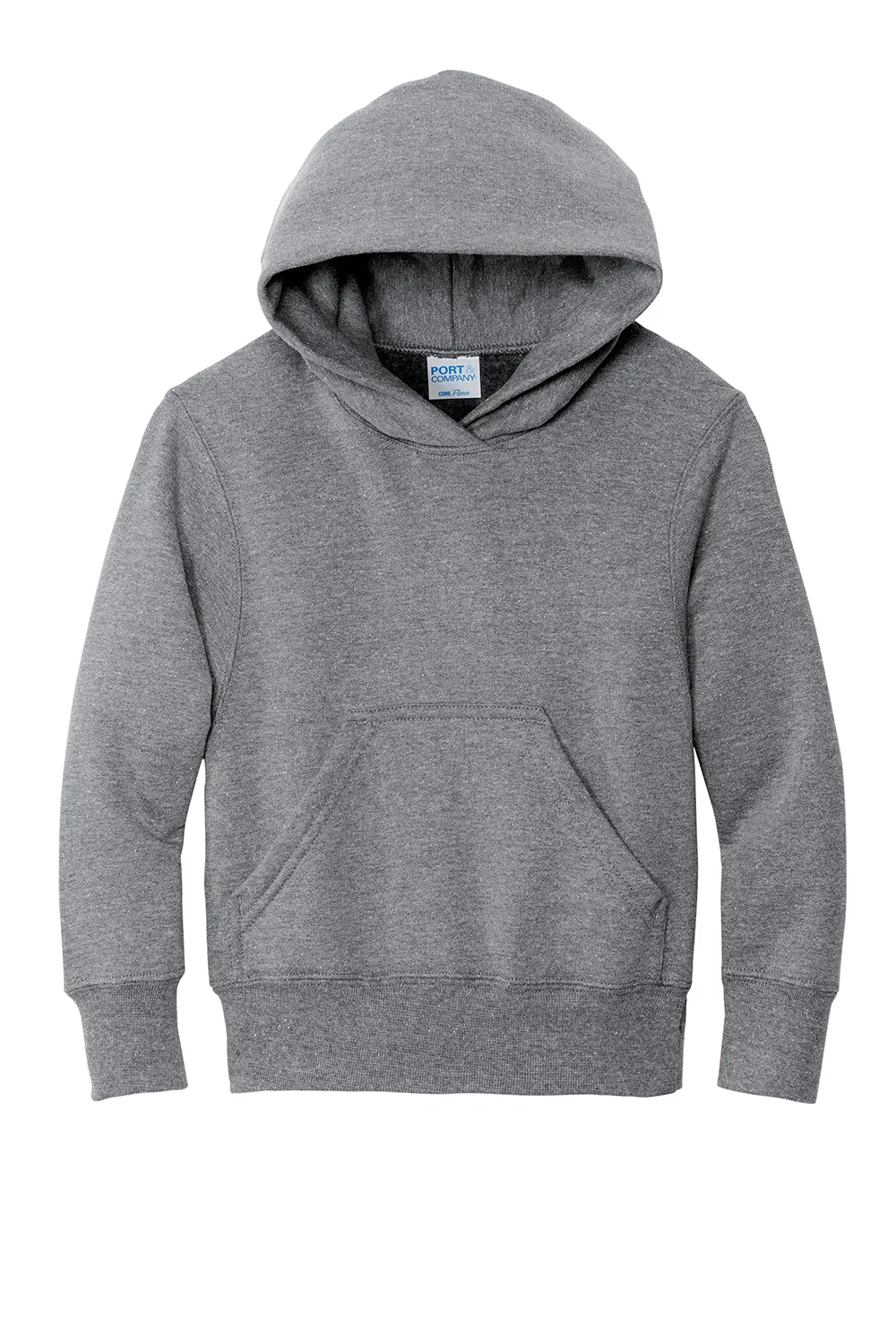Port & Company Youth Core Pill Resistant Fleece Kapuzenpullover Hoodie mit Kangaroo-Tasche - Heather Grey