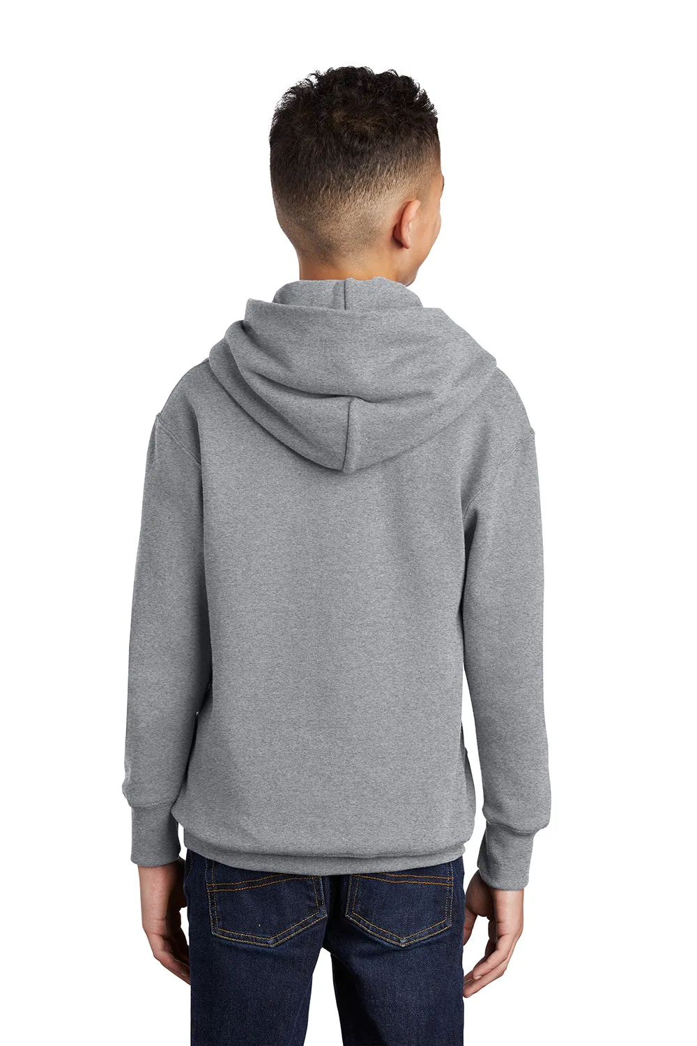 Port & Company Youth Core Pill Resistant Fleece Kapuzenpullover Hoodie mit Kangaroo-Tasche - Heather Grey