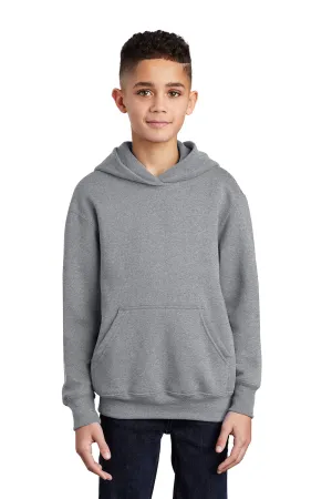Port & Company Youth Core Pill Resistant Fleece Kapuzenpullover Hoodie mit Kangaroo-Tasche - Heather Grey