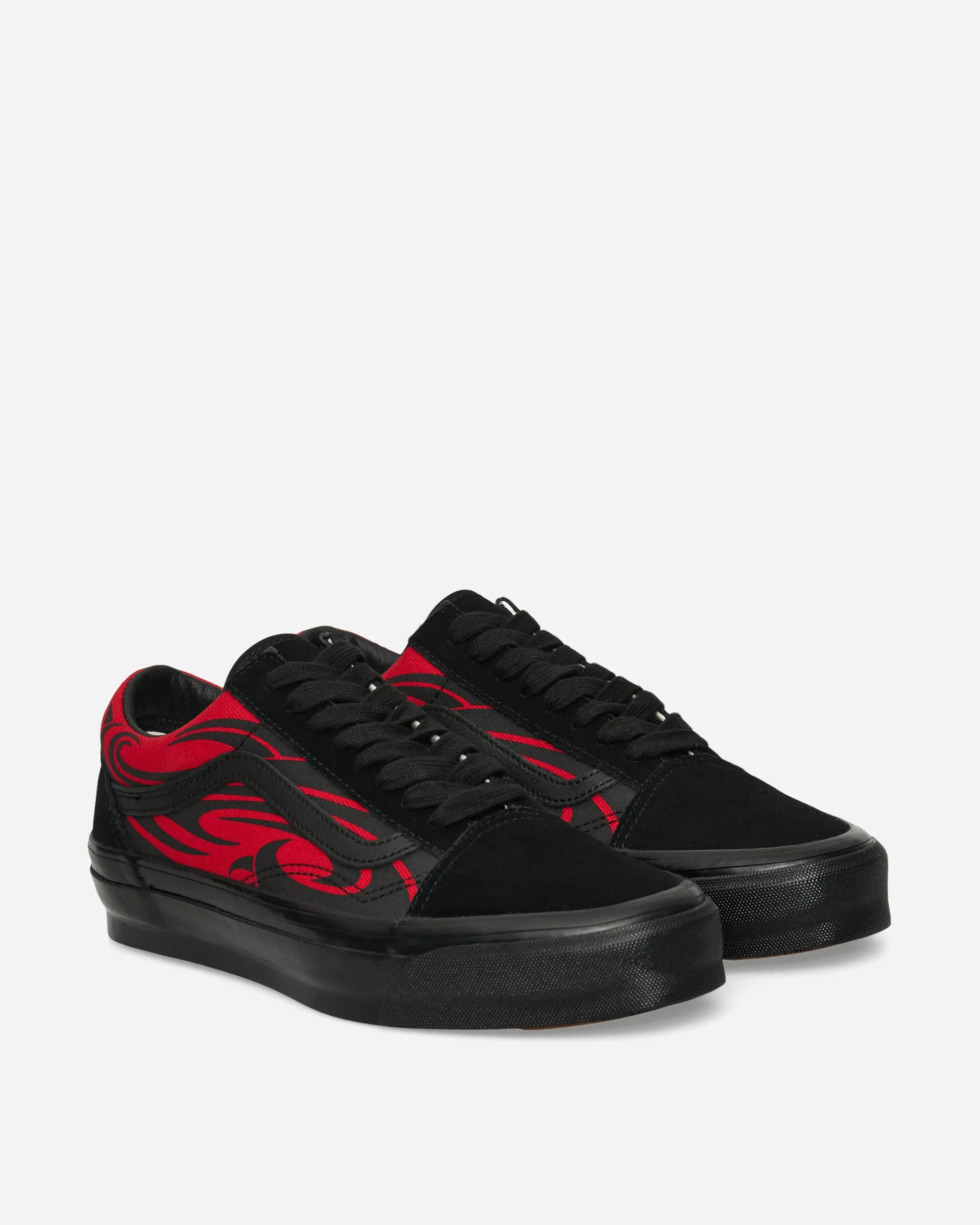 Premium Old Skool Y2K Flammen-Sneakers Schwarz / Rot