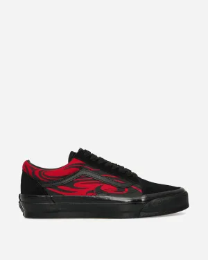 Premium Old Skool Y2K Flammen-Sneakers Schwarz / Rot