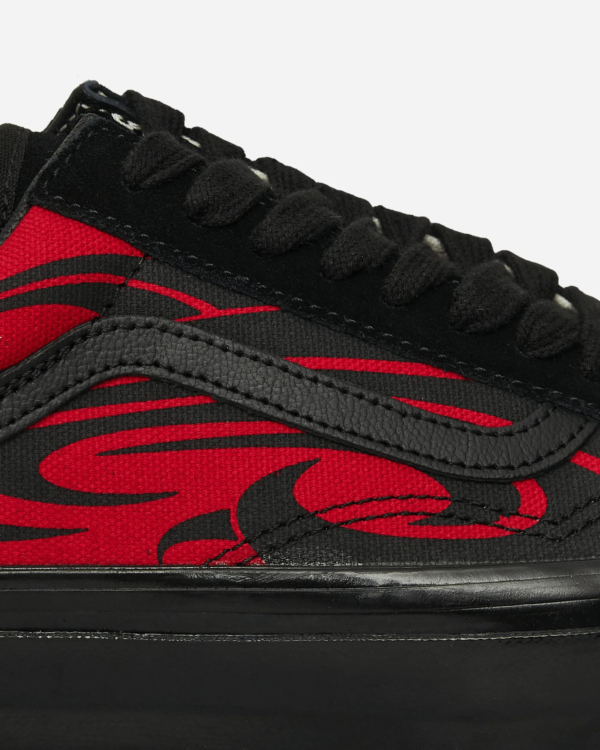 Premium Old Skool Y2K Flammen-Sneakers Schwarz / Rot