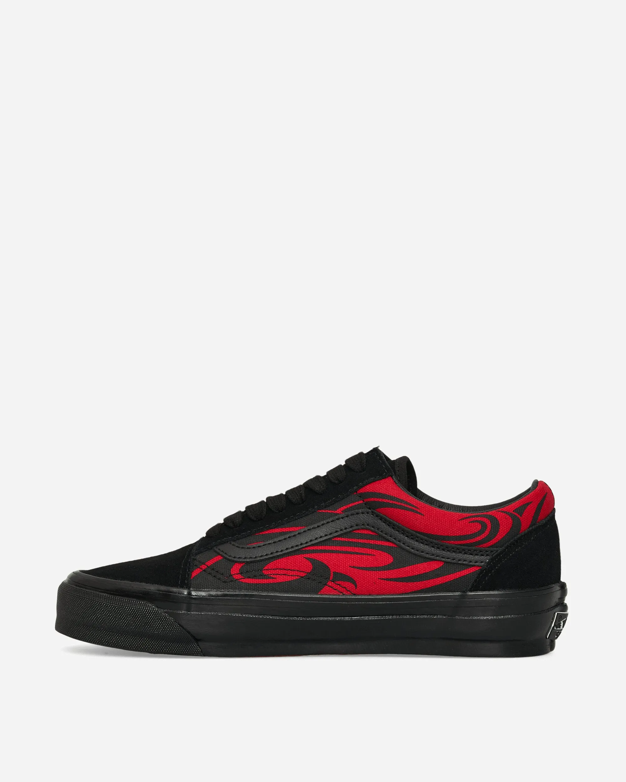 Premium Old Skool Y2K Flammen-Sneakers Schwarz / Rot