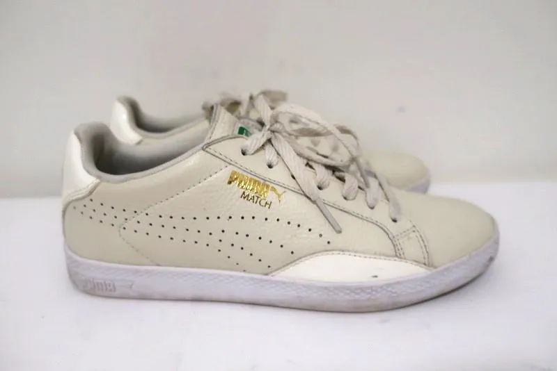 Puma Match Lo Sneakers Creme mit Patent-Lederbesatz Größe 7.5