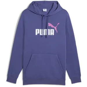 PUMA HERREN ESSENTIALS LOGO ZWEIFARBIGER FLIESH PULLOVER MIT KAPUZE IN LILA
