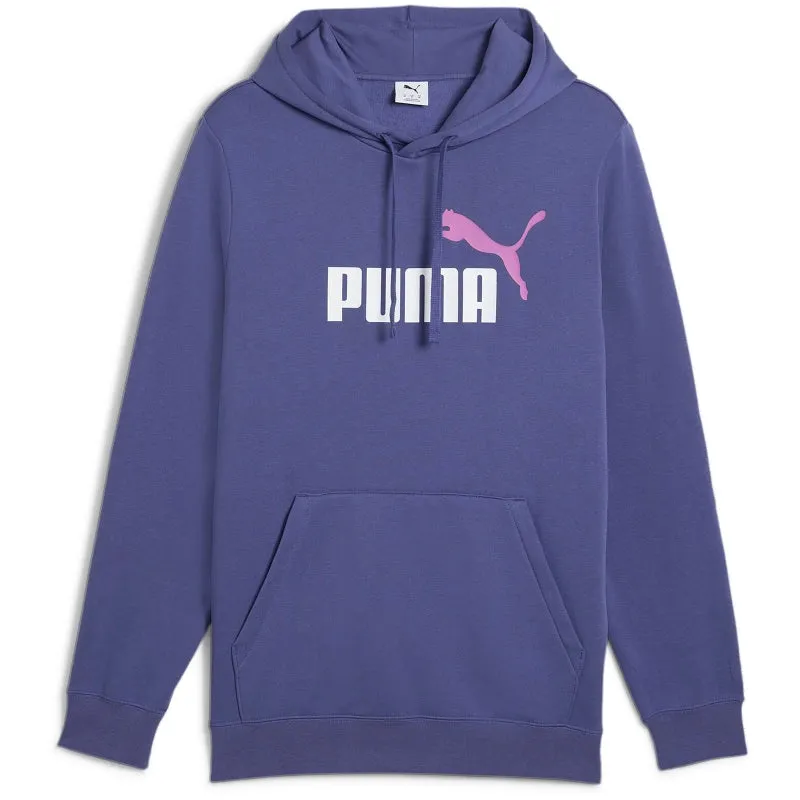 PUMA HERREN ESSENTIALS LOGO ZWEIFARBIGER FLIESH PULLOVER MIT KAPUZE IN LILA
