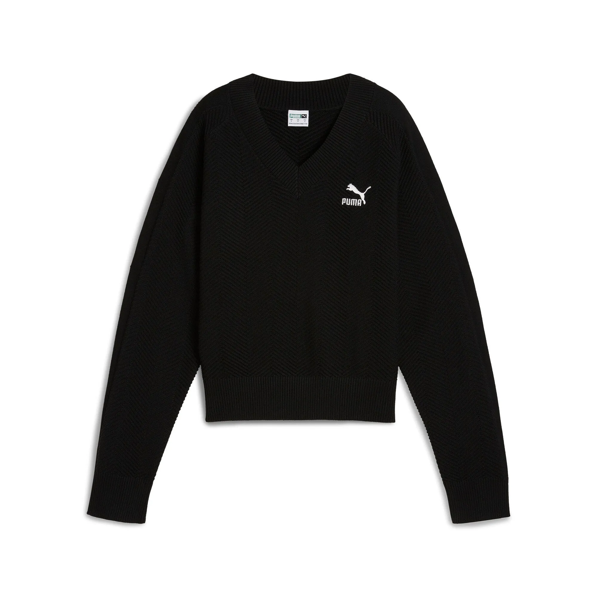 PUMA Damen T7 Strick-V-Ausschnitt Crew