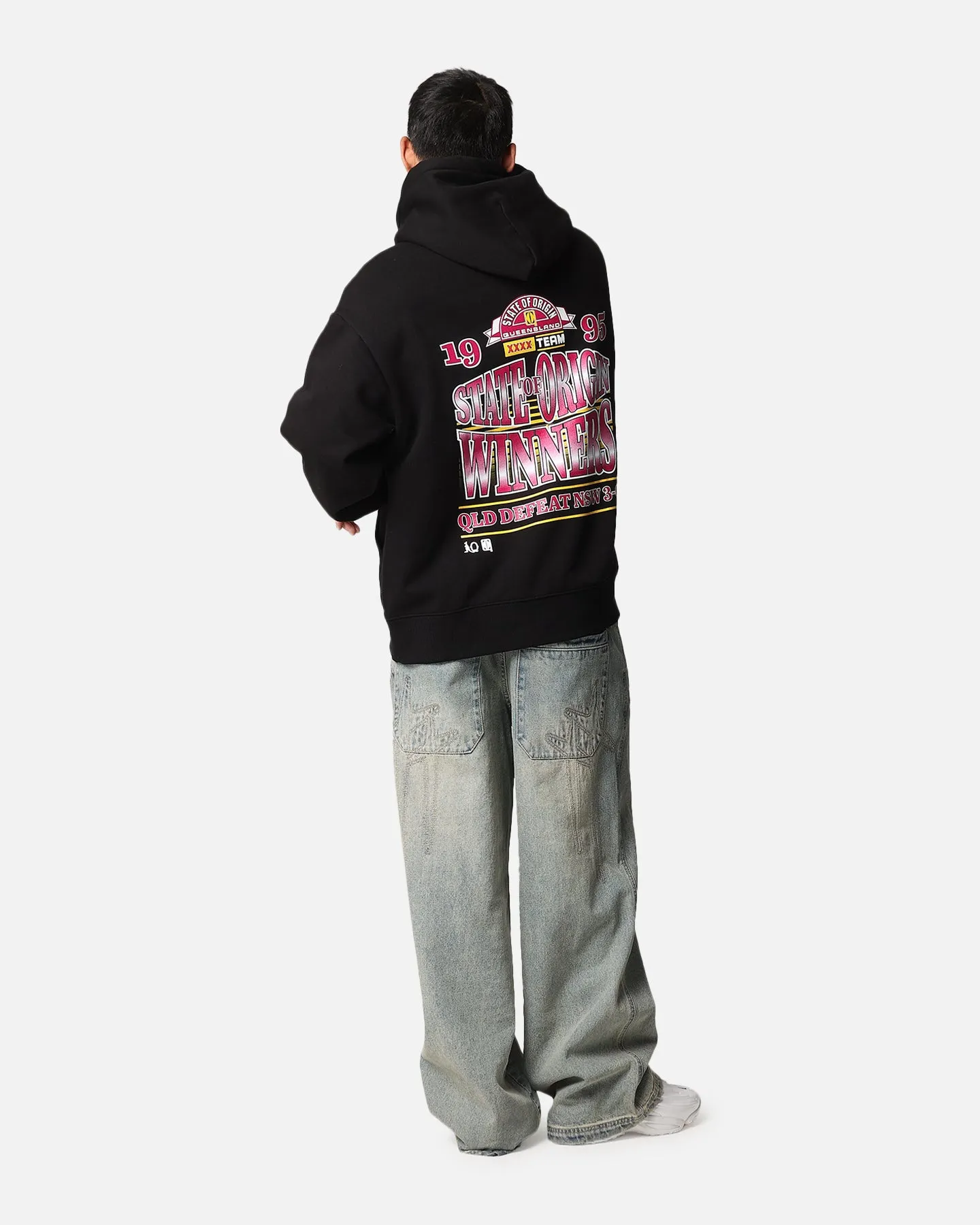 Queensland Ruby League State Of Origin 1995 Gewinner Hoodie Verblasstes Schwarz