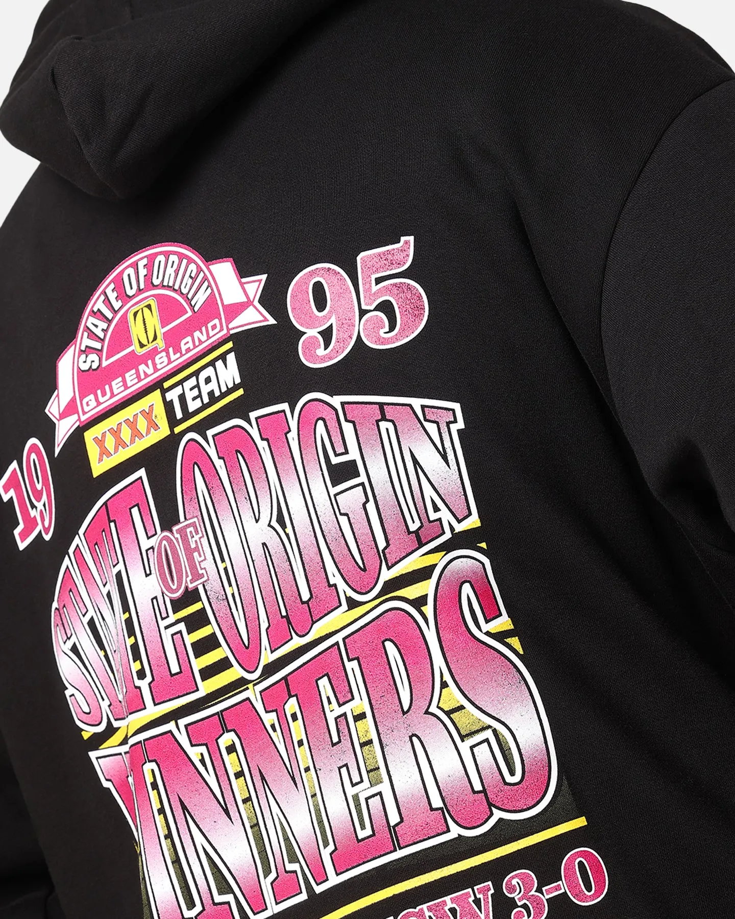 Queensland Ruby League State Of Origin 1995 Gewinner Hoodie Verblasstes Schwarz