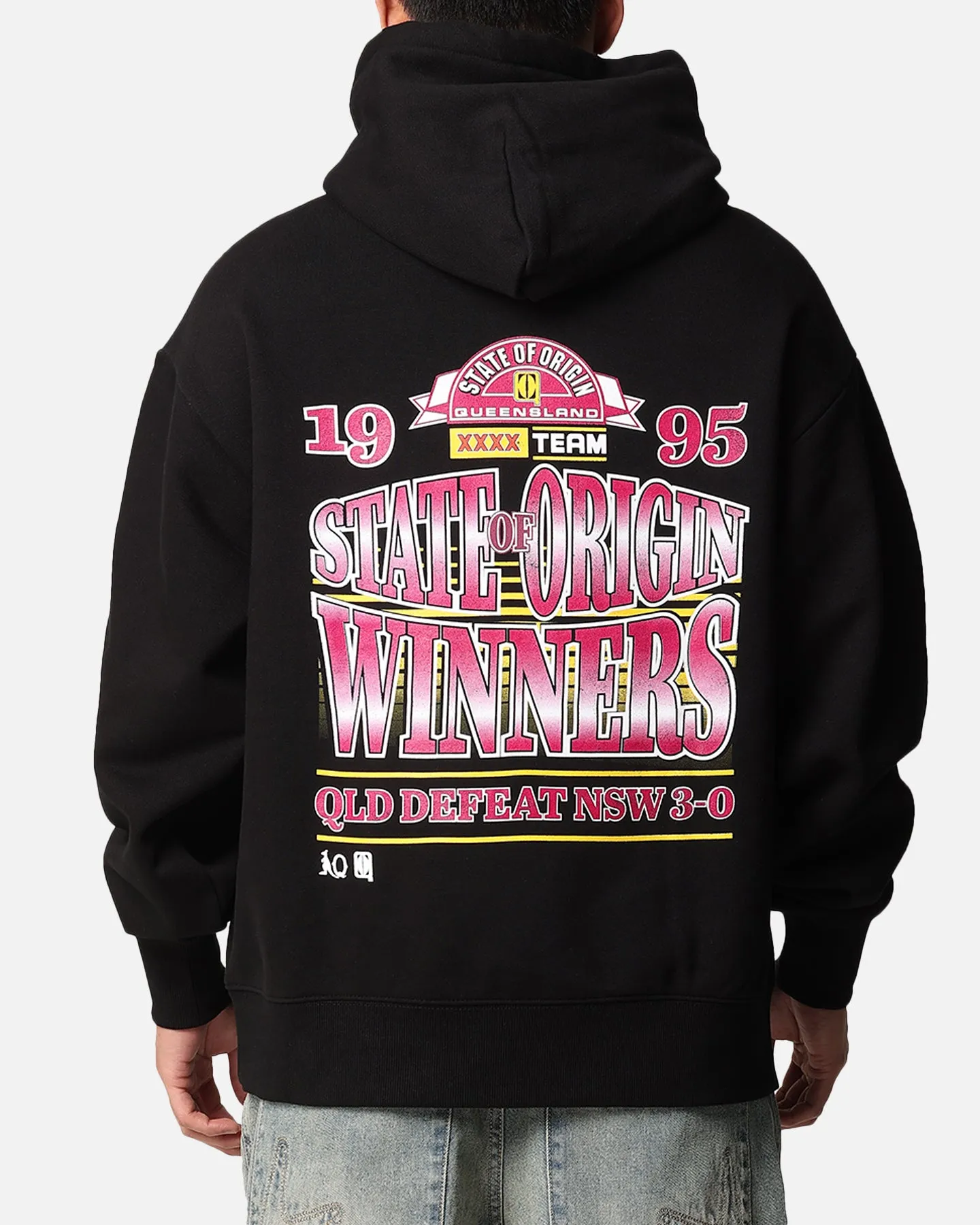 Queensland Ruby League State Of Origin 1995 Gewinner Hoodie Verblasstes Schwarz