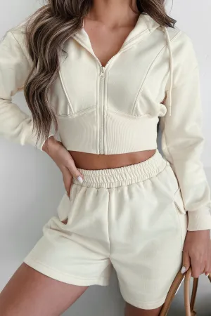 Rawlin Crop Zipper Hoodie (Elfenbein)