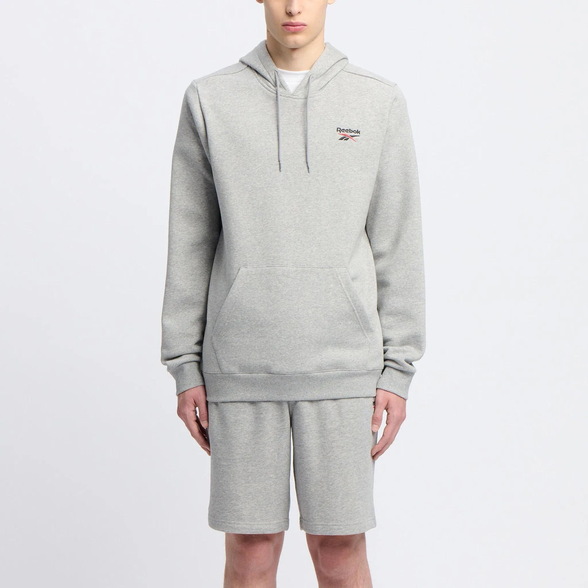 REEBOK HERREN IDENTITY SMALL LOGO GRAU KAPUZENPULLOVER