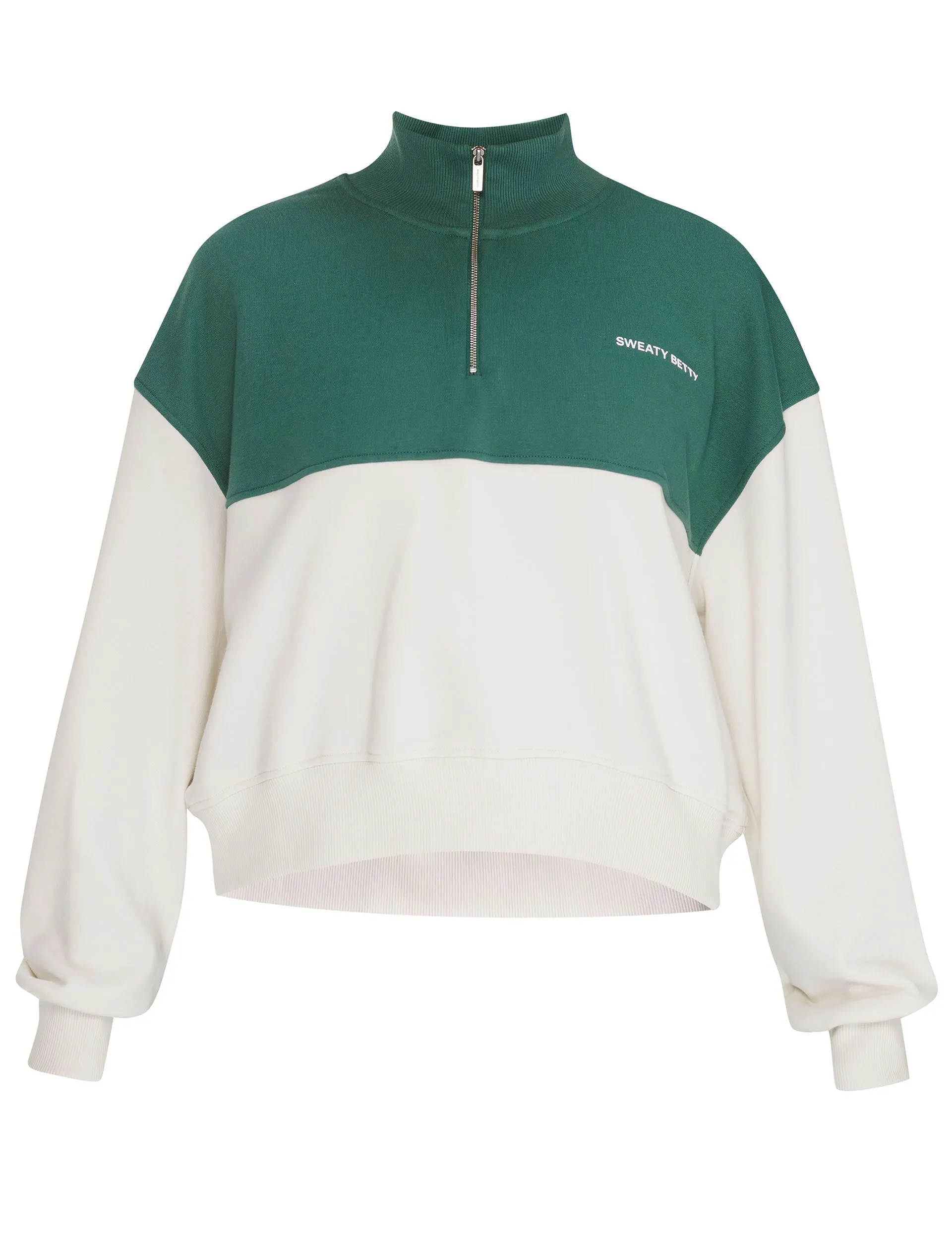 Revive Crop Half Zip - Glade Green Farbblock
