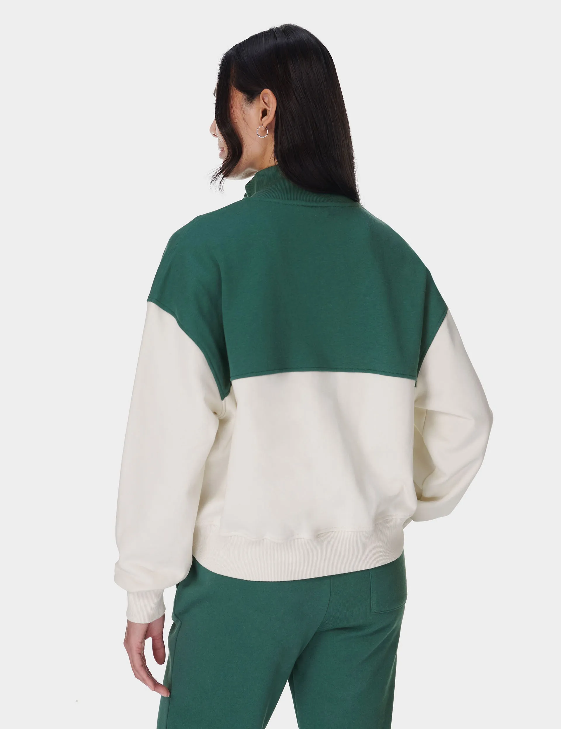 Revive Crop Half Zip - Glade Green Farbblock