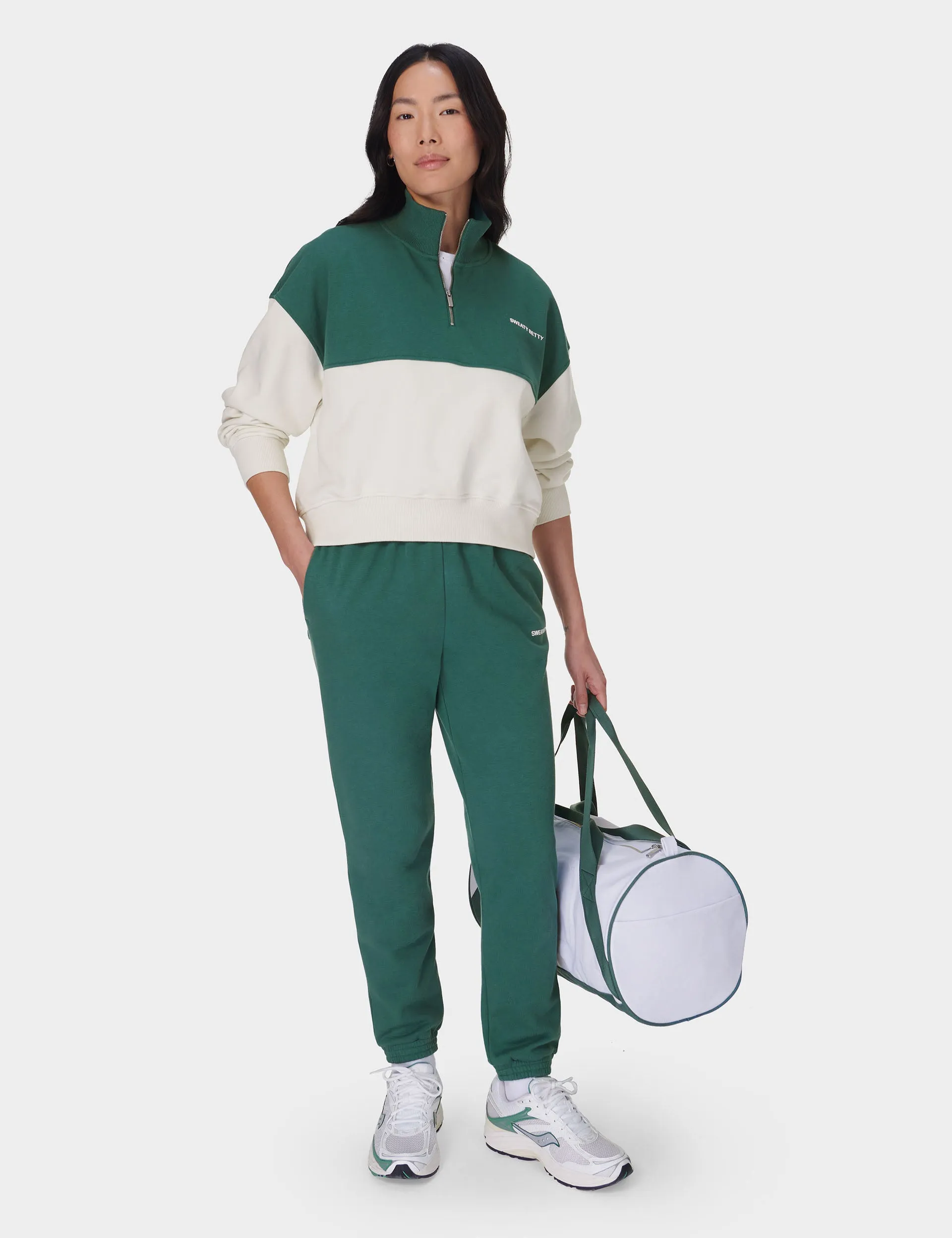 Revive Crop Half Zip - Glade Green Farbblock