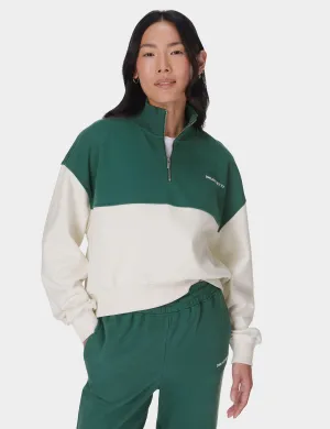 Revive Crop Half Zip - Glade Green Farbblock