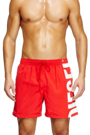 Rio-41-D-Core Badeshorts in mittlerer Länge mit Maxi-Logo Rot/Weiß