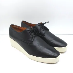 Robert Clergerie Plateauschuhe Derby Keilabsatz Lindsey Schwarz Leder Größe 41