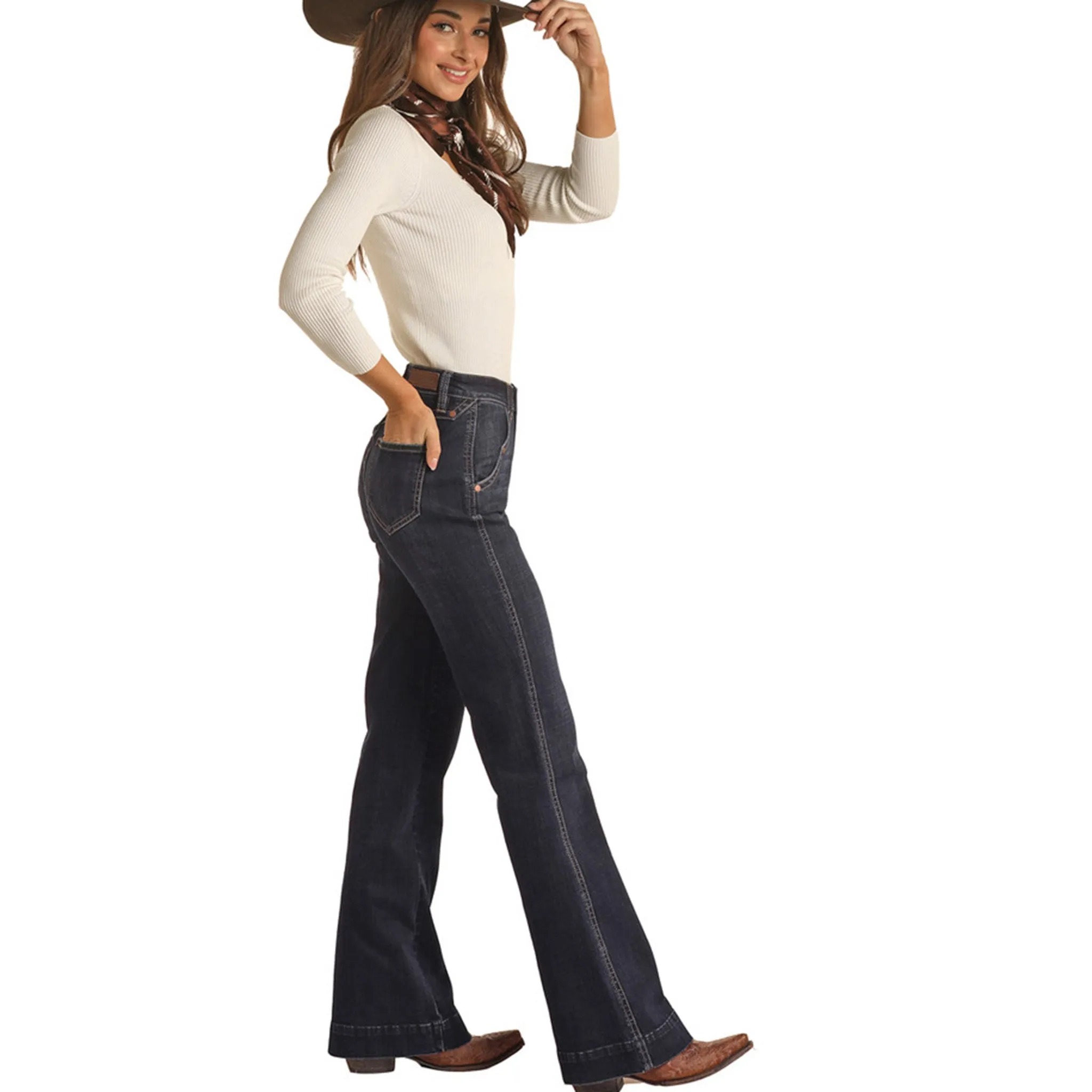 Rock & Roll Cowgirl High-Rise-Hose mit Nieten