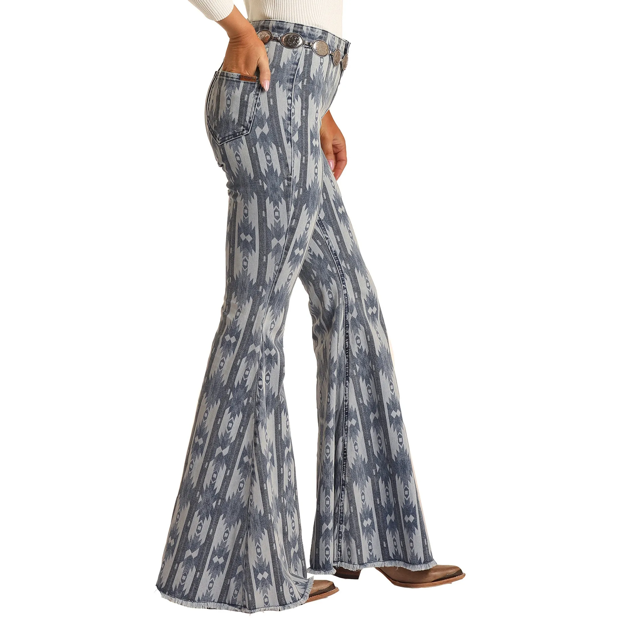 Rock & Roll Cowgirl Mittelwaschen Aztec Schlagjeans