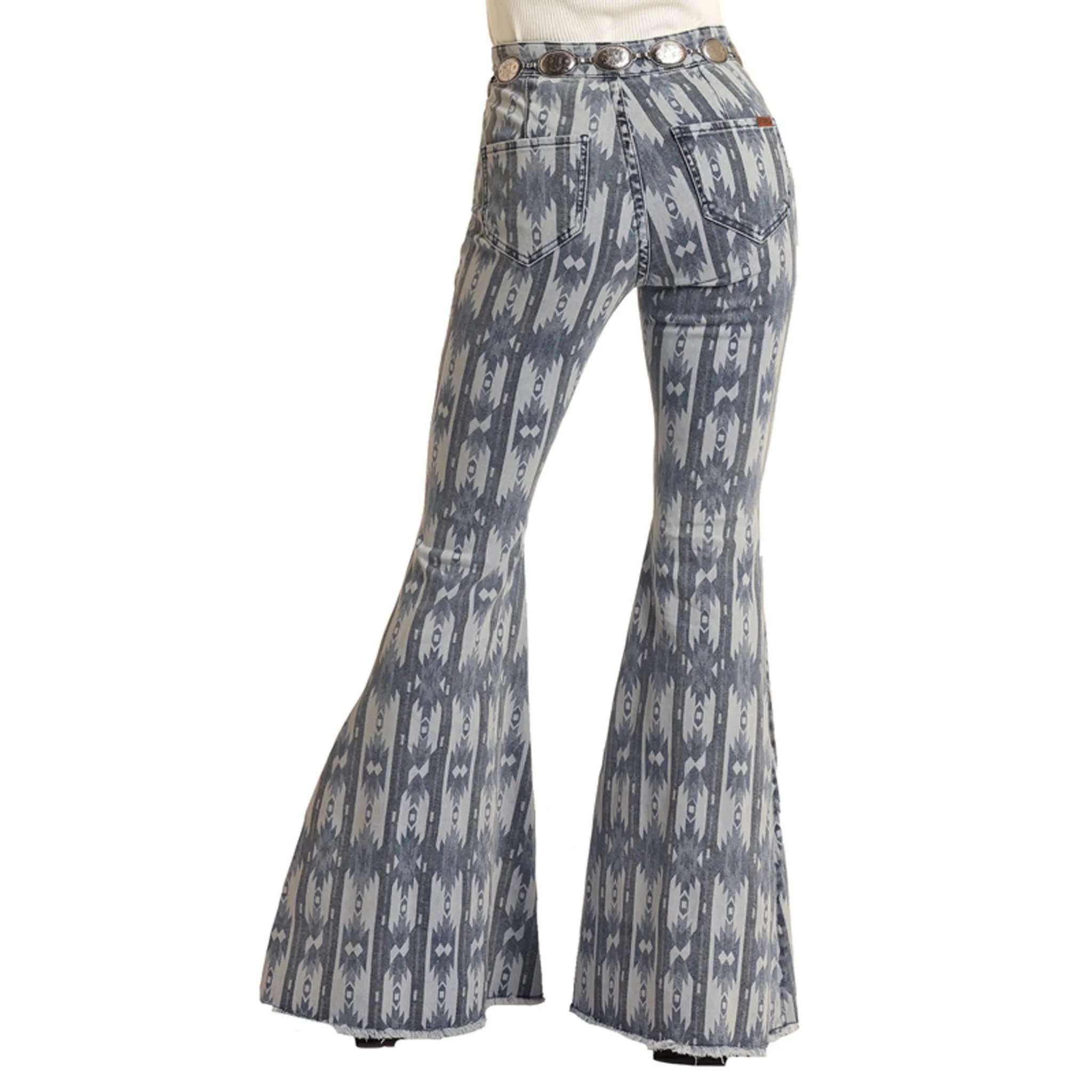 Rock & Roll Cowgirl Mittelwaschen Aztec Schlagjeans