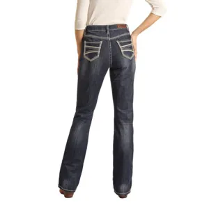 Rock & Roll Damen Dunkle Vintage High-Rise Bootcut Jeans