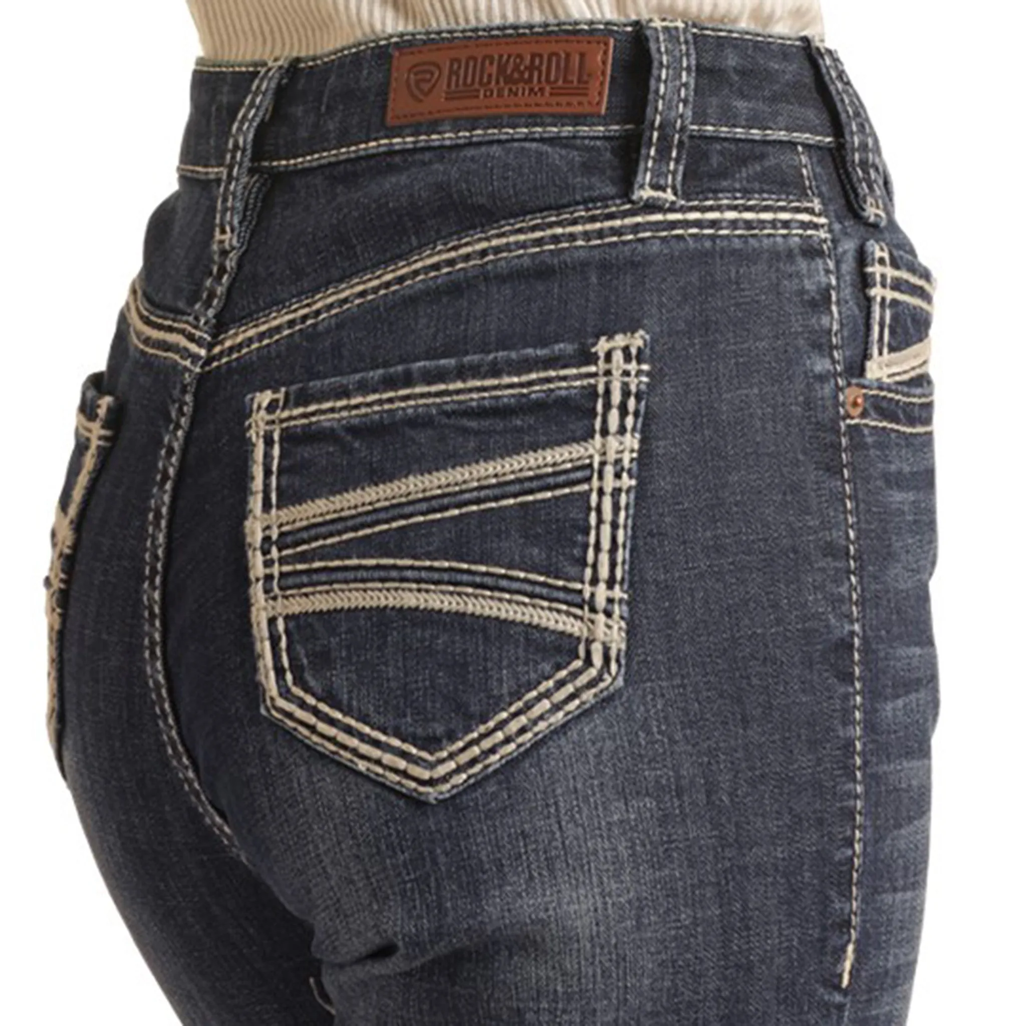 Rock & Roll Damen Dunkle Vintage High-Rise Bootcut Jeans