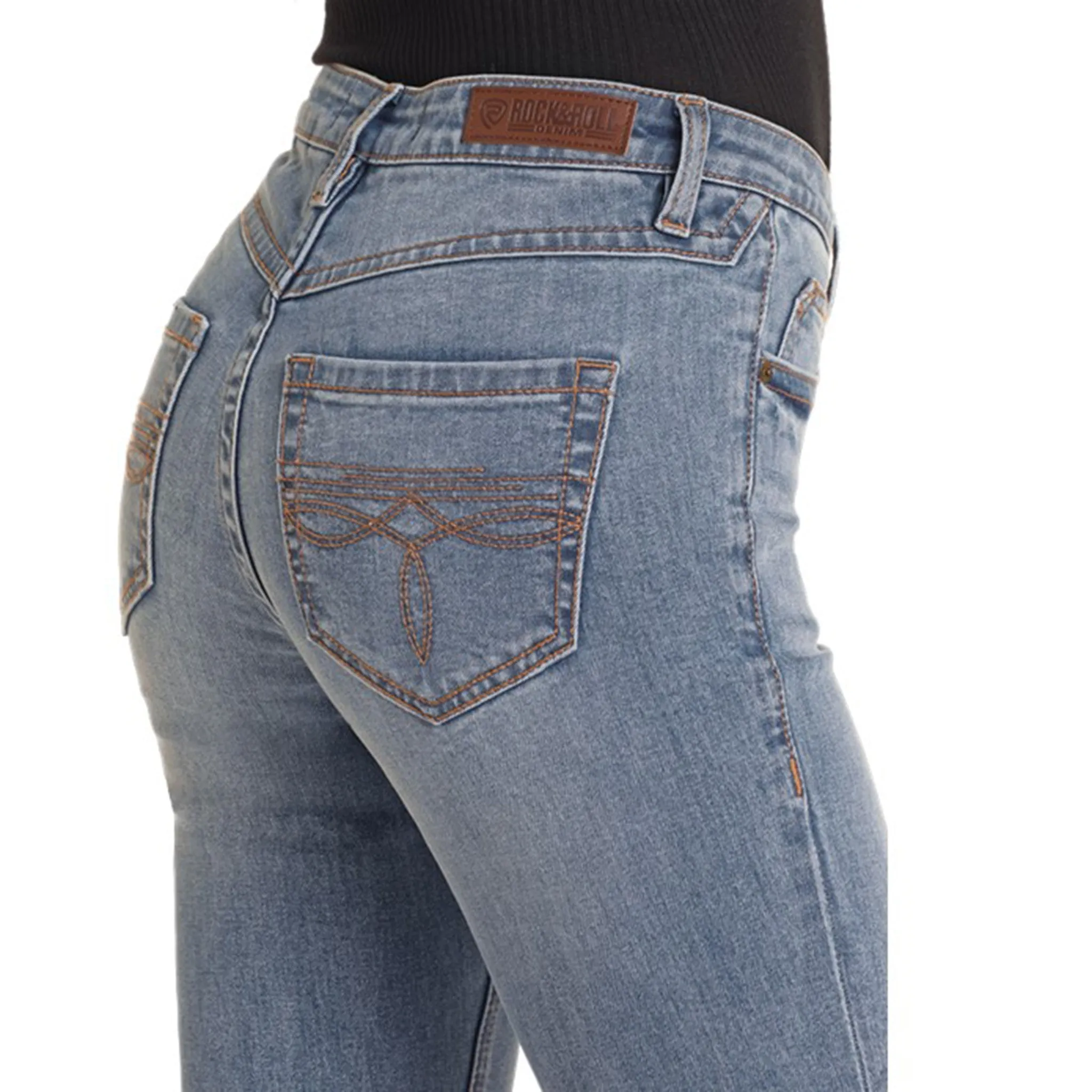 Rock & Roll Damen Jeans mit mittlerer Waschung, verwaschener Optik und Bootcut-Schnitt