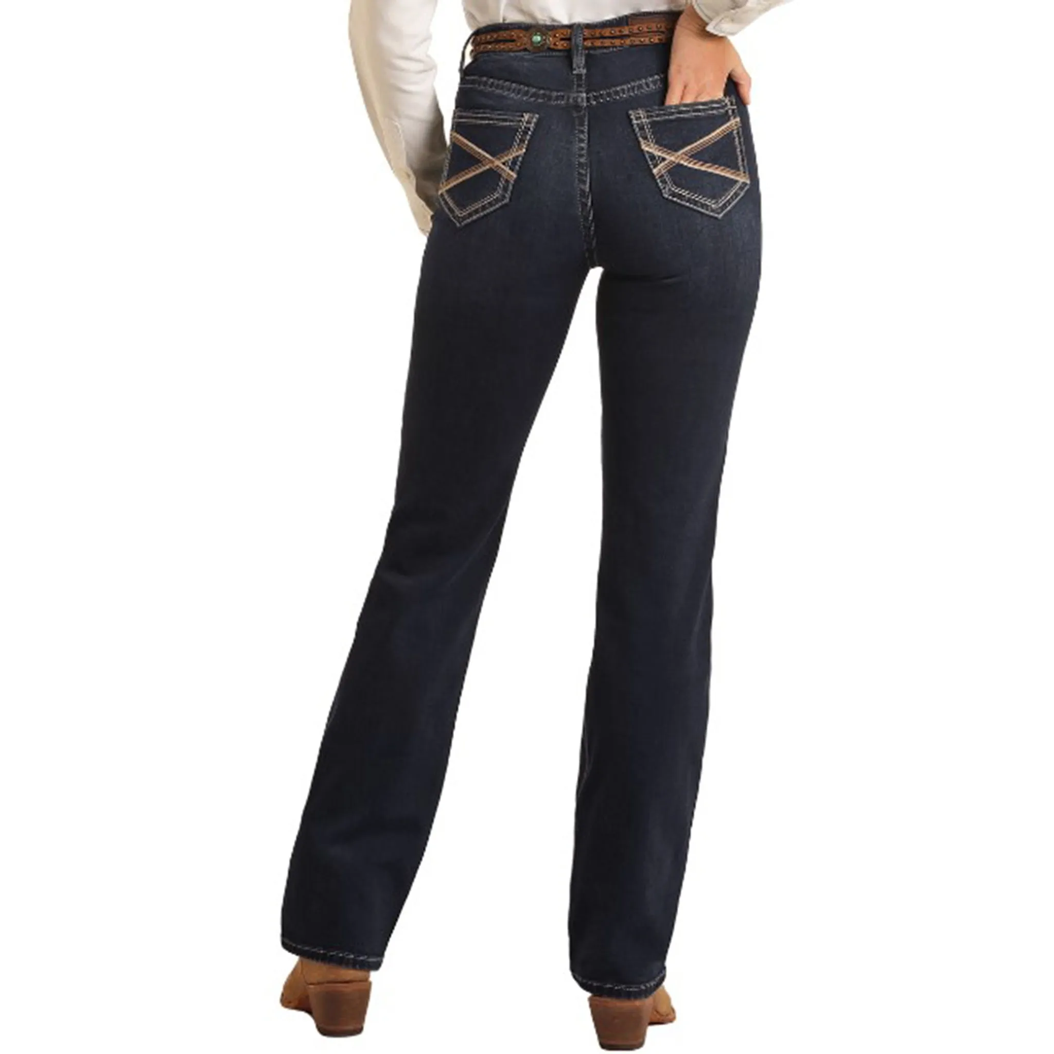 Rock & Roll Damen Jeans mit Seilnaht und dezentem Bootschnitt
