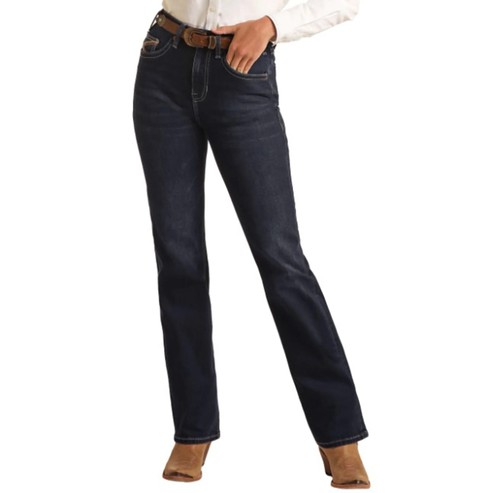 Rock & Roll Damen Jeans mit Seilnaht und dezentem Bootschnitt