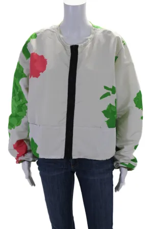 Rohka Damen Frontreißverschluss Cropped Sommer Bomberjacke Weiß Eins
