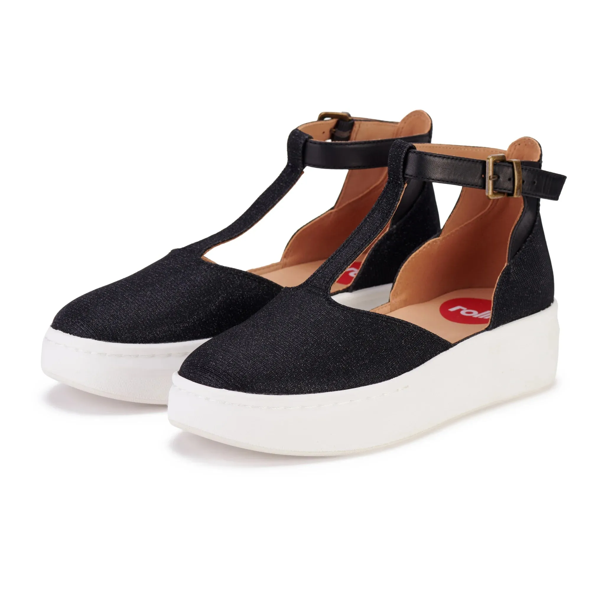Rollie City T-Bar Glitzer Schwarze Schuhe_Rollie