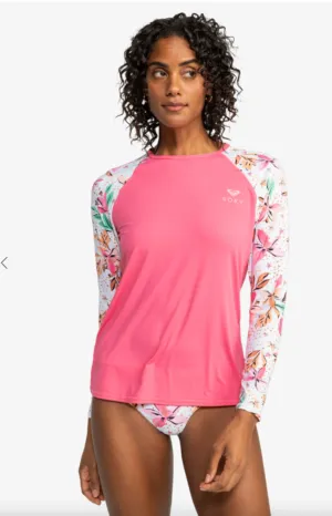 Roxy Bedrucktes Lycra - Langärmeliges Reißverschluss-Rash-Shirt für Damen
