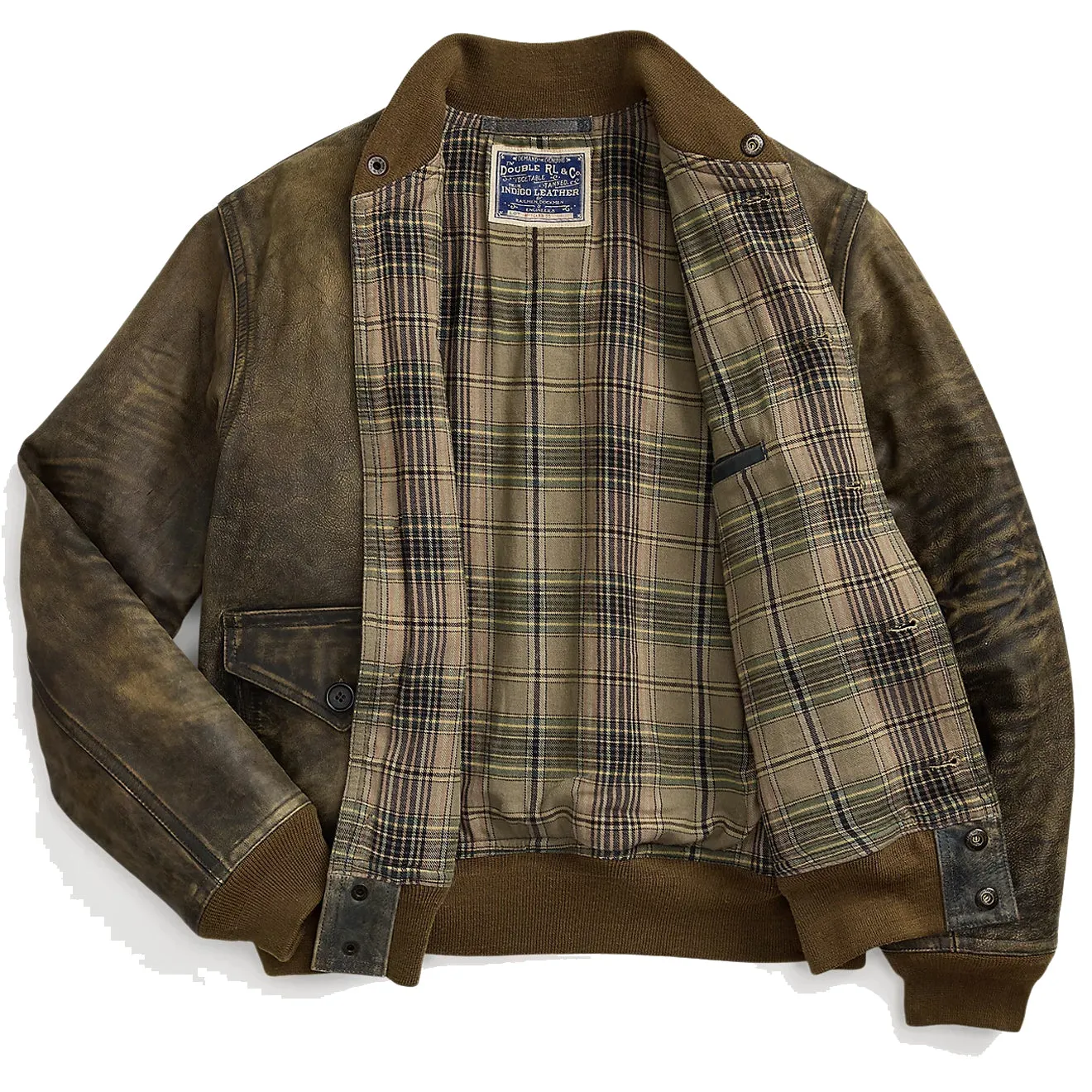 RRL von Ralph Lauren Indigo Leder Bomberjacke Vintage Indigo