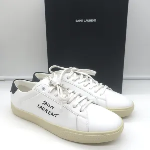 Saint Laurent Court Classic SL/06 Bestickte Low-Top Sneakers Weiß Größe 38 NEU