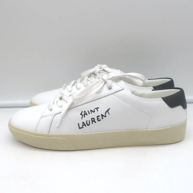 Saint Laurent Court Classic SL/06 Bestickte Low-Top Sneakers Weiß Größe 38 NEU