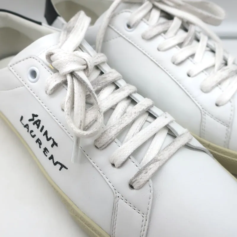 Saint Laurent Court Classic SL/06 Bestickte Low-Top Sneakers Weiß Größe 38 NEU