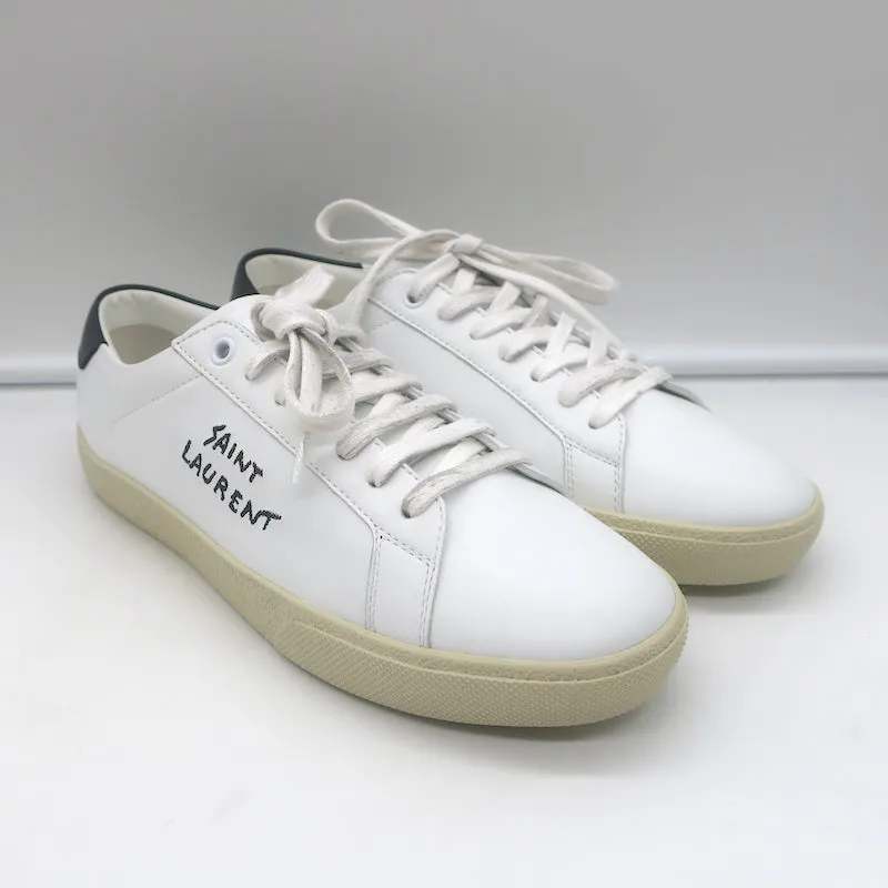 Saint Laurent Court Classic SL/06 Bestickte Low-Top Sneakers Weiß Größe 38 NEU