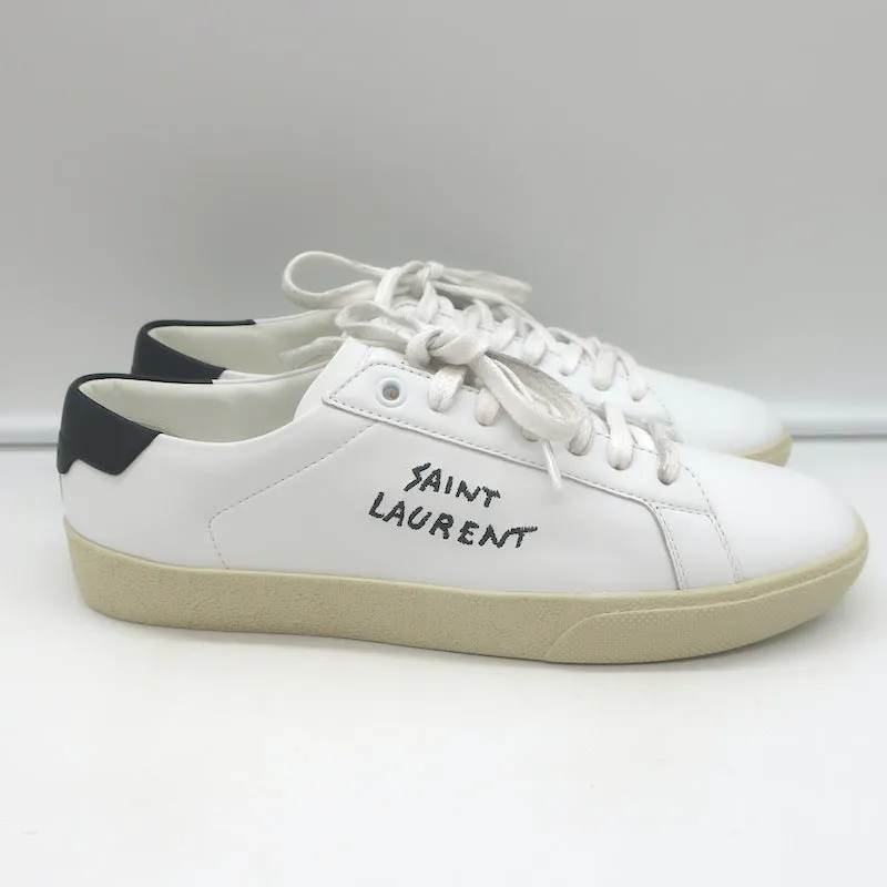 Saint Laurent Court Classic SL/06 Bestickte Low-Top Sneakers Weiß Größe 38 NEU