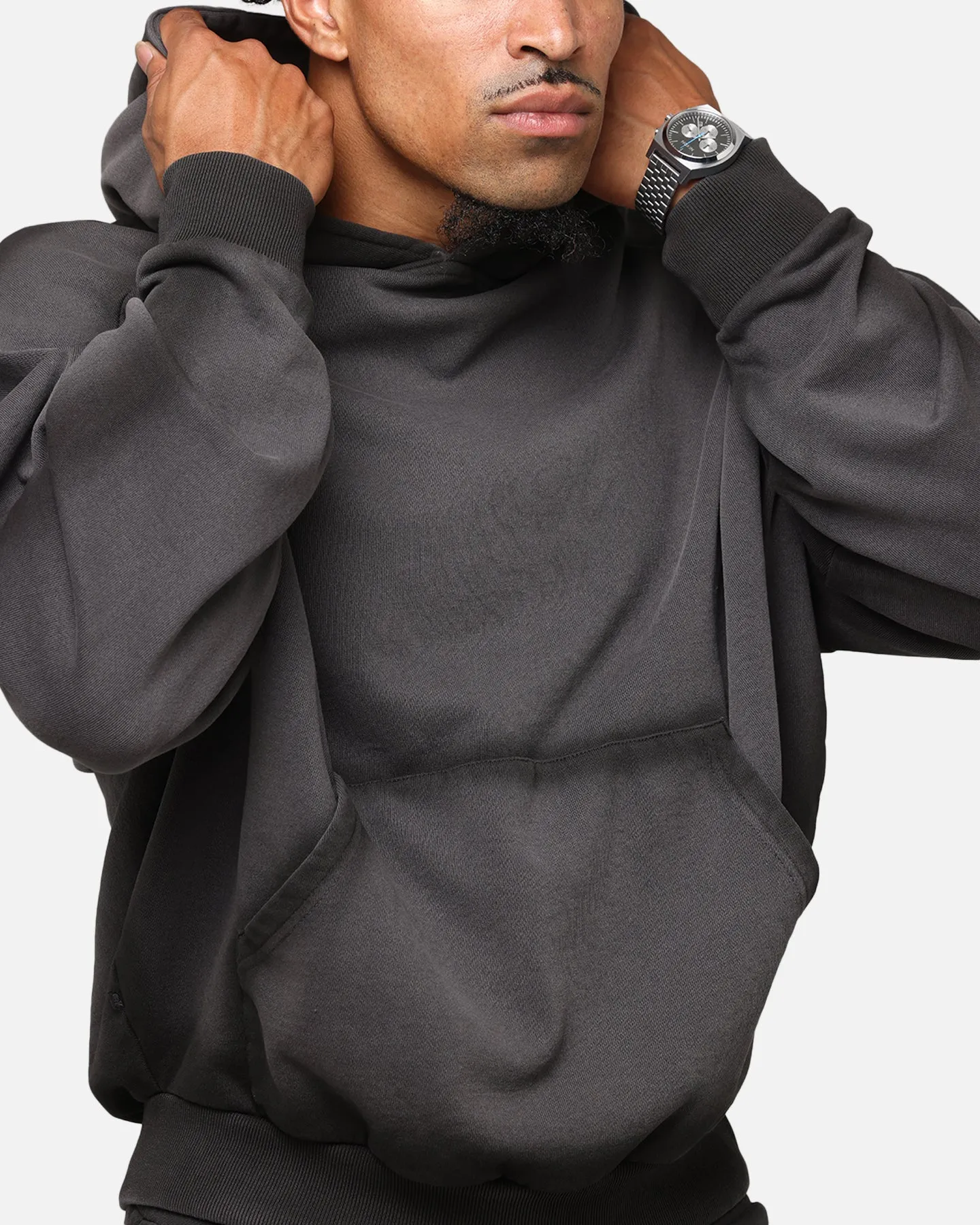 Saint Morta Kontrast-Wasch Hoodie Schwarz gewaschen