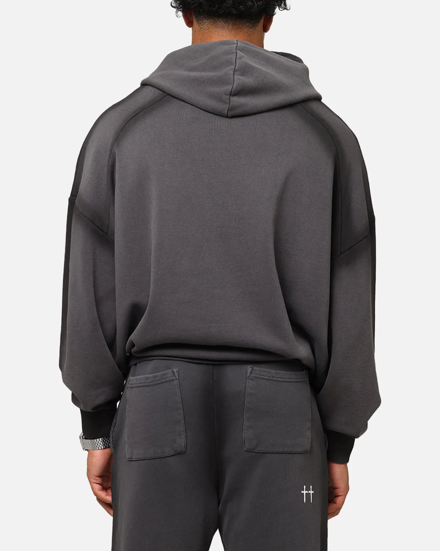 Saint Morta Kontrast-Wasch Hoodie Schwarz gewaschen